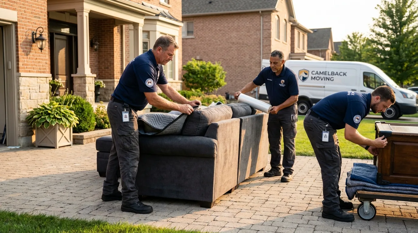 Large estate moving crew wrapping furniture in Jesup, GA