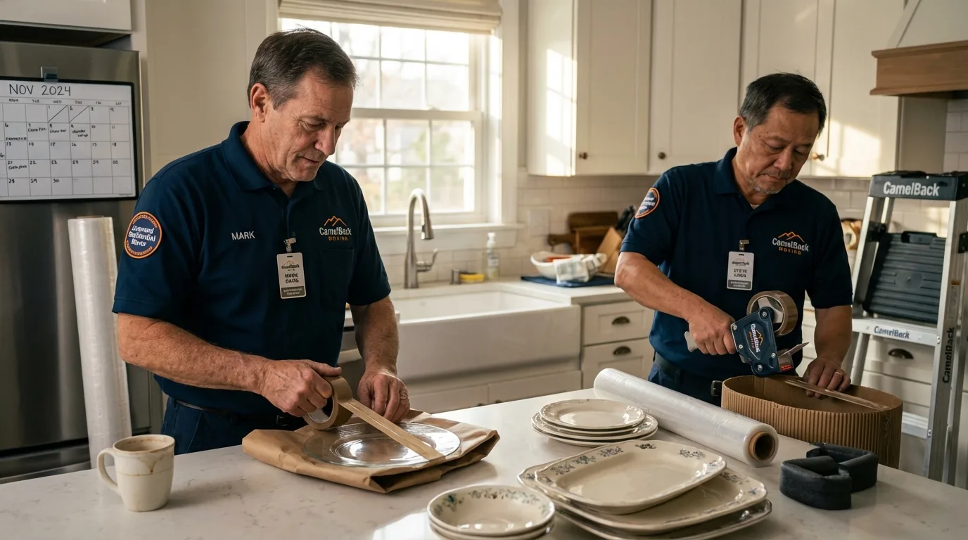 Professional crew packing kitchen dishware in Jesup, GA